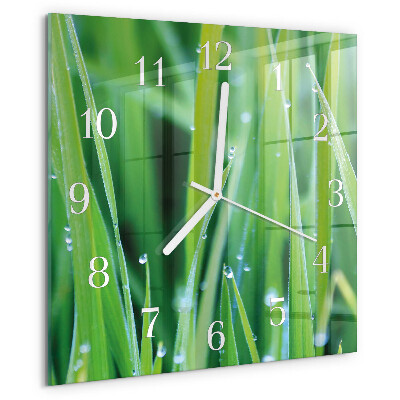 Wanduhr quadratisch Gras