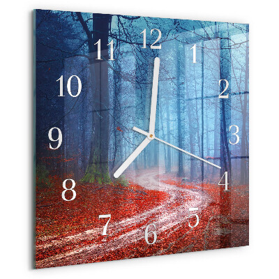 Wanduhr quadratisch Waldweg