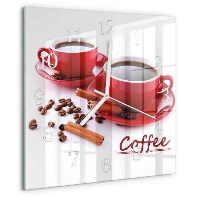 Wanduhr quadratisch Tasse Kaffee