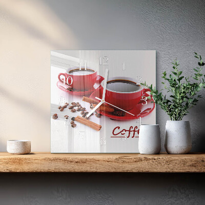 Wanduhr quadratisch Tasse Kaffee