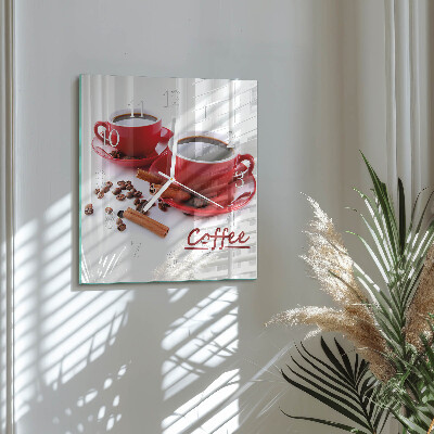 Wanduhr quadratisch Tasse Kaffee