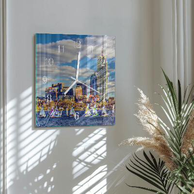 Wanduhr quadratisch Segelboote