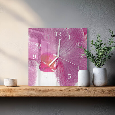 Wanduhr quadratisch Orchidee