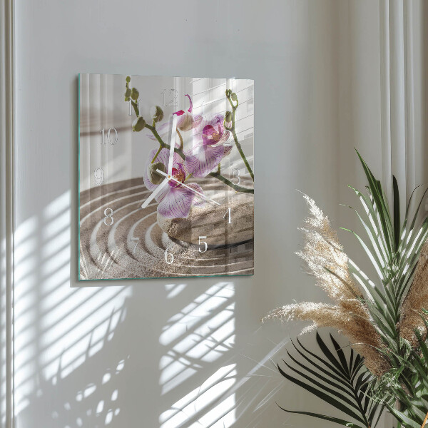 Wanduhr quadratisch Sandorchidee