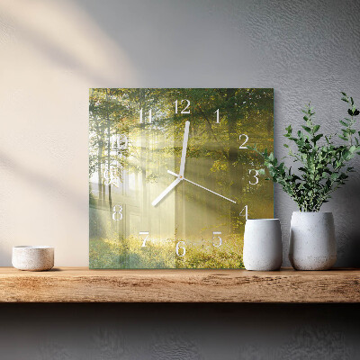 Wanduhr quadratisch Wald