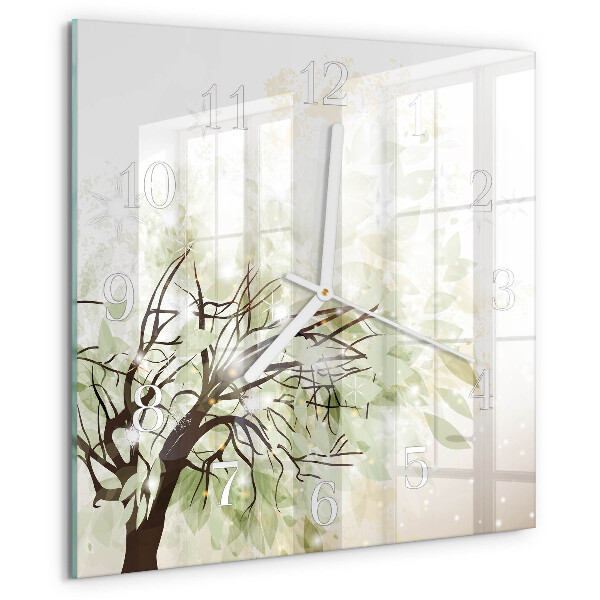 Wanduhr quadratisch Baum