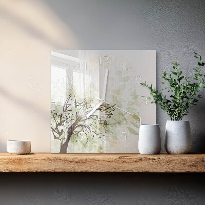 Wanduhr quadratisch Baum