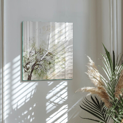 Wanduhr quadratisch Baum