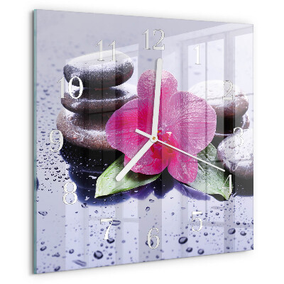Wanduhr quadratisch Orchidee