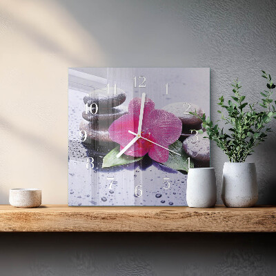 Wanduhr quadratisch Orchidee