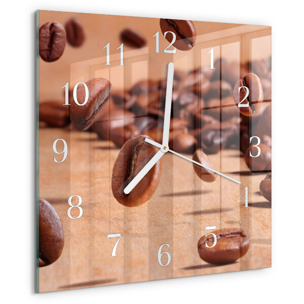 Wanduhr quadratisch Kaffeebohnen