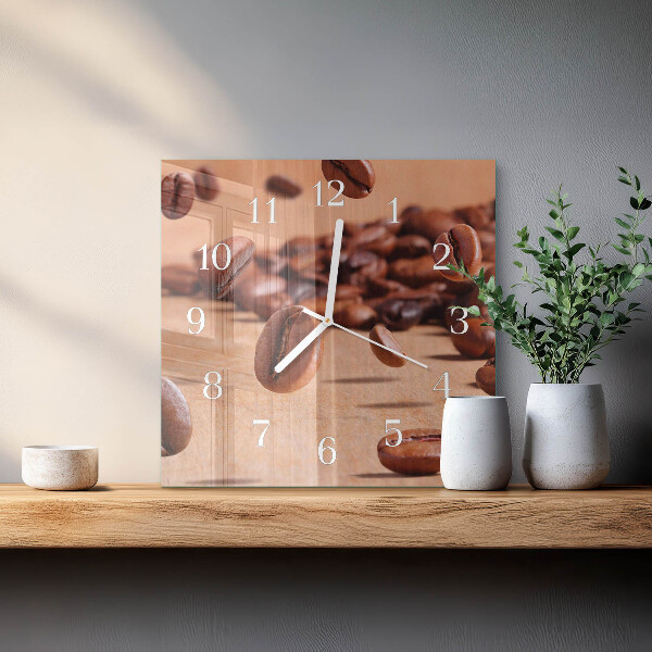 Wanduhr quadratisch Kaffeebohnen