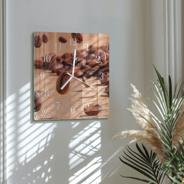 Wanduhr quadratisch Kaffeebohnen