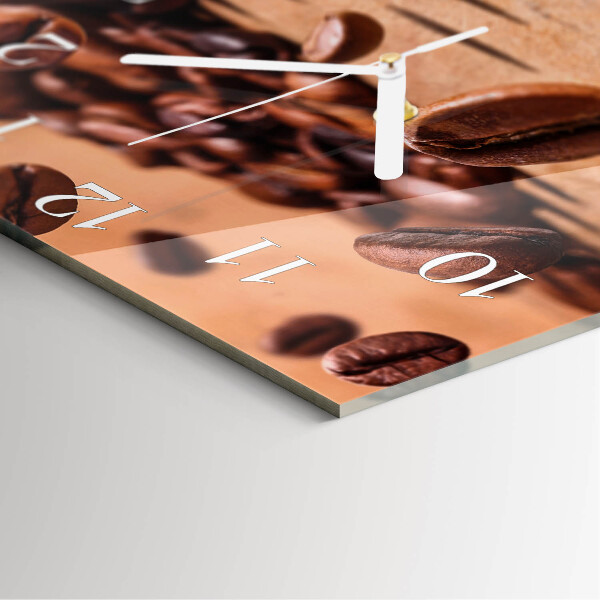 Wanduhr quadratisch Kaffeebohnen
