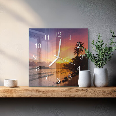 Wanduhr quadratisch Sonnenuntergang
