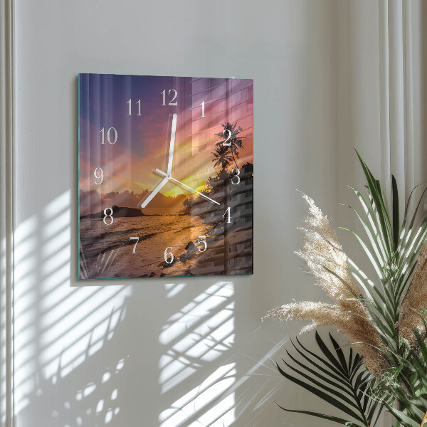 Wanduhr quadratisch Sonnenuntergang