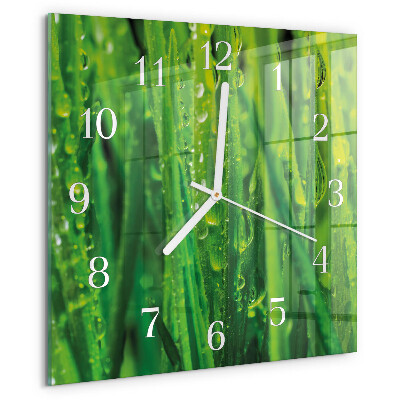 Wanduhr quadratisch Gras