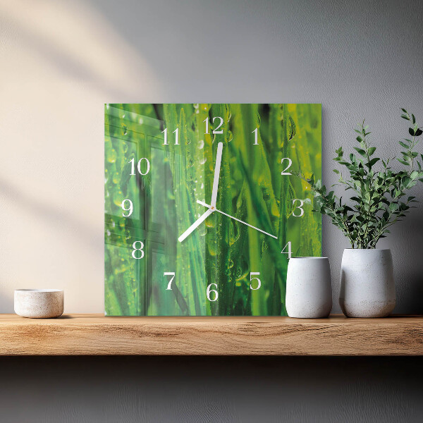 Wanduhr quadratisch Gras