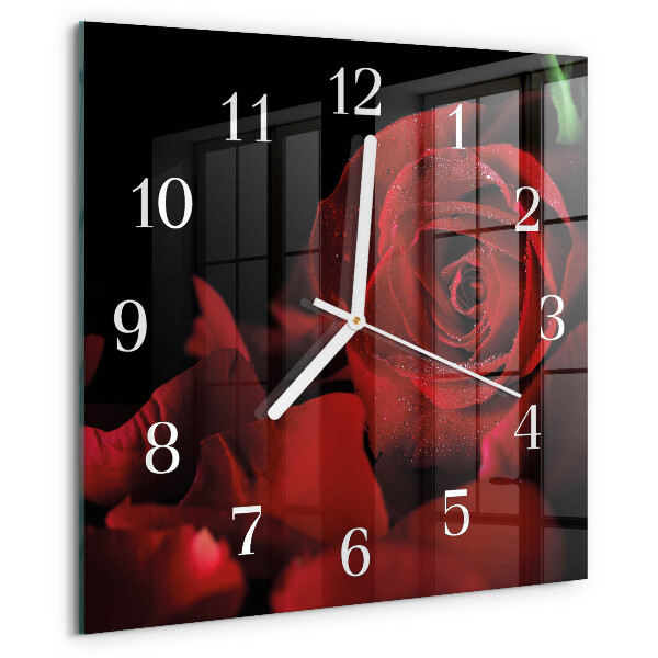 Wanduhr quadratisch Rose