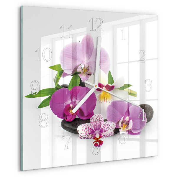Wanduhr quadratisch Orchidee