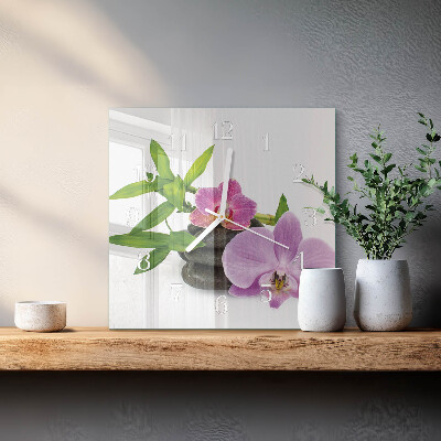 Wanduhr quadratisch Orchidee