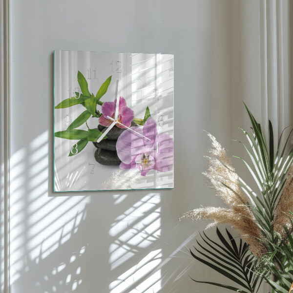 Wanduhr quadratisch Orchidee