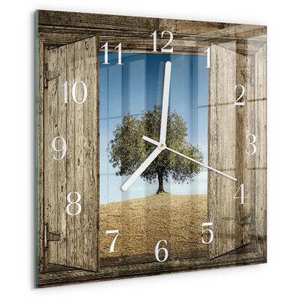 Wanduhr quadratisch Baum
