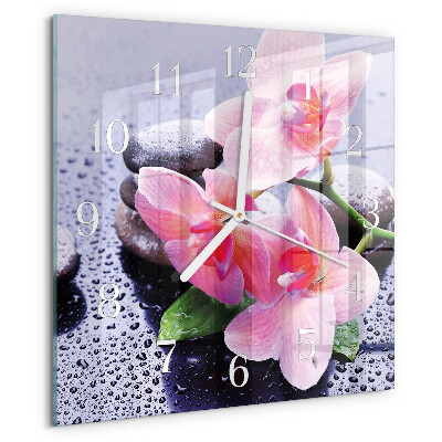 Wanduhr quadratisch Orchidee