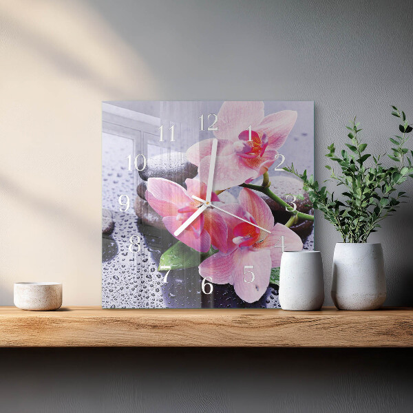 Wanduhr quadratisch Orchidee