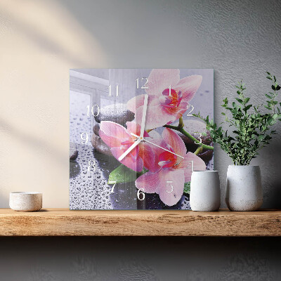 Wanduhr quadratisch Orchidee
