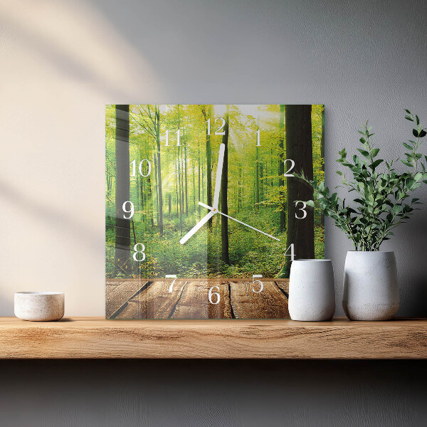 Wanduhr quadratisch Wald