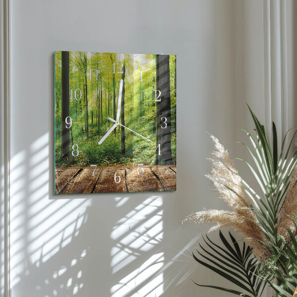 Wanduhr quadratisch Wald