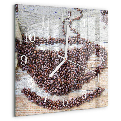 Wanduhr quadratisch Kaffeebohnen