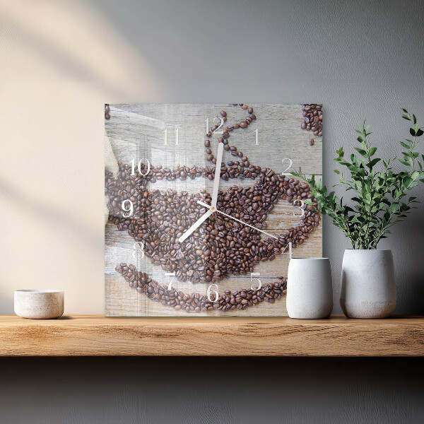 Wanduhr quadratisch Kaffeebohnen