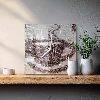 Wanduhr quadratisch Kaffeebohnen