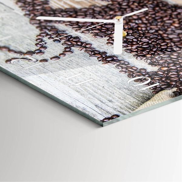 Wanduhr quadratisch Kaffeebohnen