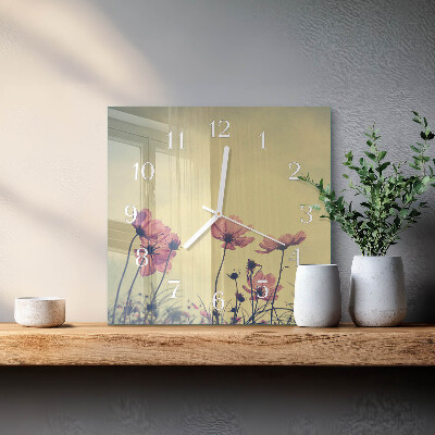 Wanduhr quadratisch Blumen