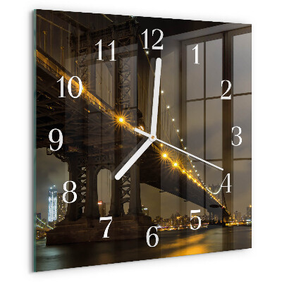 Wanduhr quadratisch Die Nacht der Brücke