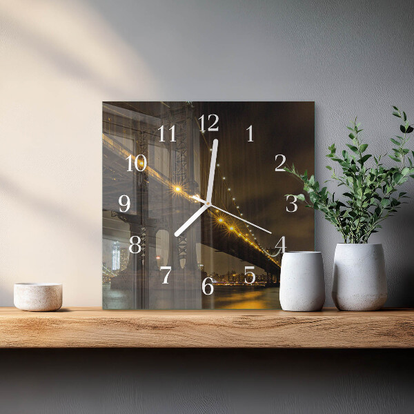 Wanduhr quadratisch Die Nacht der Brücke