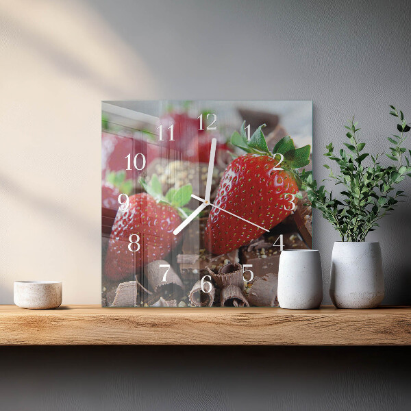 Wanduhr quadratisch Erdbeeren