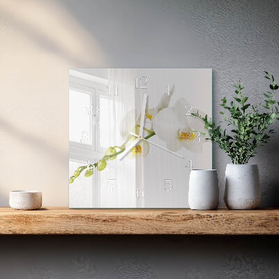Wanduhr quadratisch Orchidee