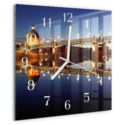 Wanduhr quadratisch Flussbrücke