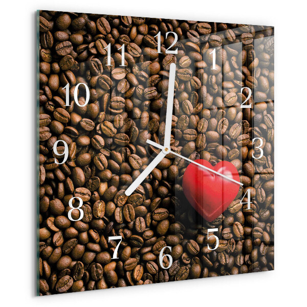 Wanduhr quadratisch Kaffeebohnen