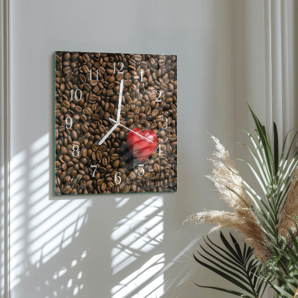 Wanduhr quadratisch Kaffeebohnen