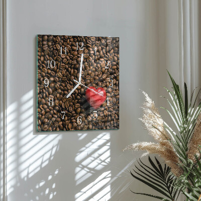 Wanduhr quadratisch Kaffeebohnen