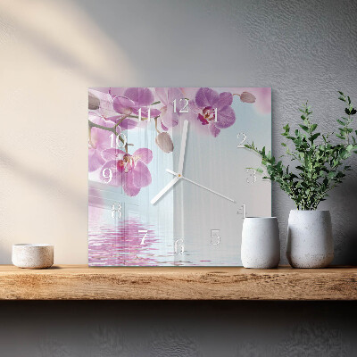 Wanduhr quadratisch Orchidee