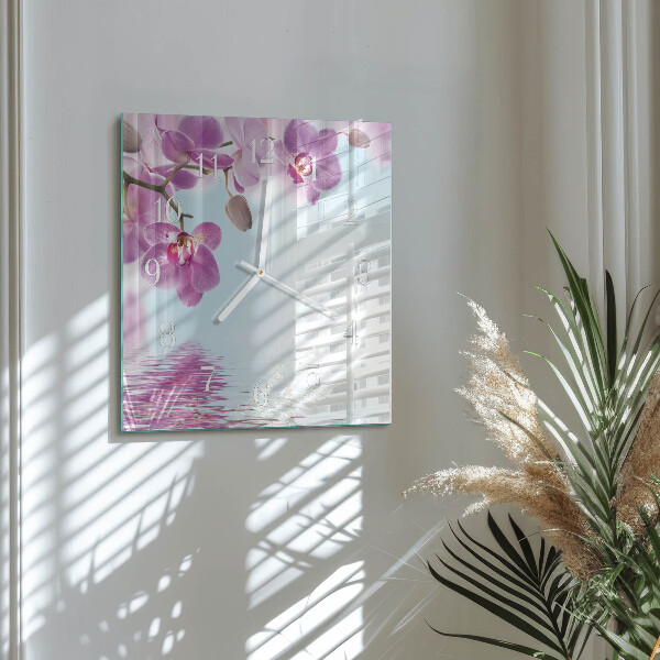 Wanduhr quadratisch Orchidee