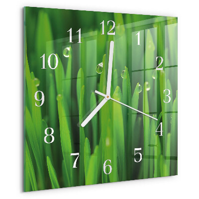 Wanduhr quadratisch Gras