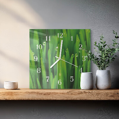 Wanduhr quadratisch Gras