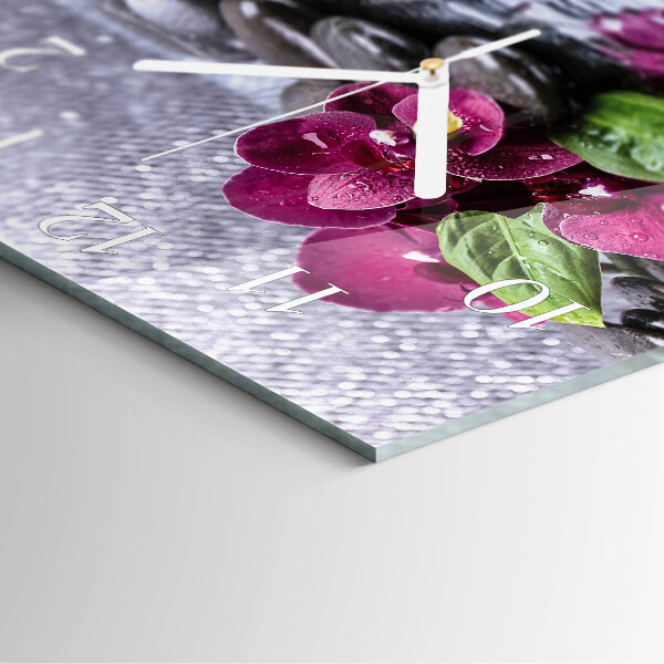 Wanduhr quadratisch Orchidee